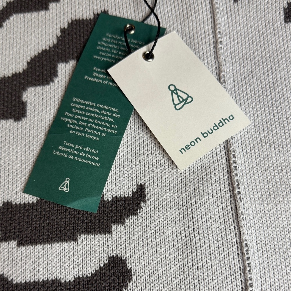 Neon Buddha Gray and White Wild Side Pullover 100% Cotton Sweater - Picture 3 of 10